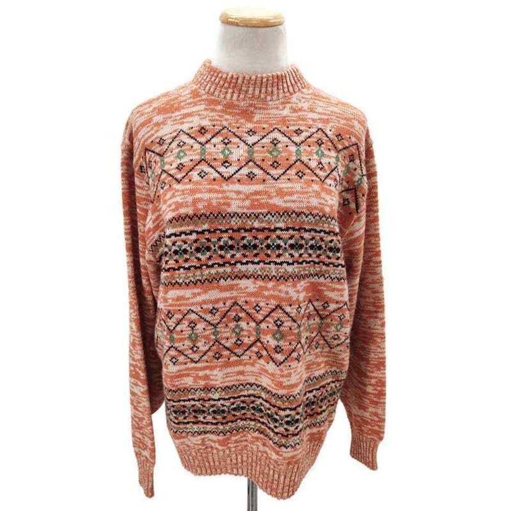 Vintage MK Today Fairisle salmon color mock neck sweater in size XL